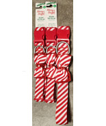 Merry &amp; Bright Holiday Dog Collar (Large) Red White Candy Cane Striped B... - £6.09 GBP