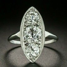 3CT Simulated Diamond Wedding Vintage Art Deco Ring 14K White Gold Plate... - $114.99