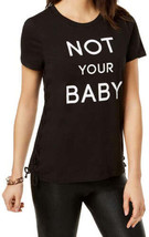 Rebellious One Womens Not Your Baby Lace Up Graphic T-Shirt X-Large Black - £17.08 GBP