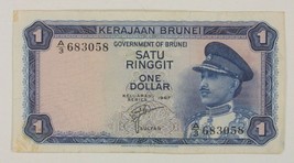 1967 Brunei 1 Ringgit (Dollar) Note Very Fine+ (VF Pick#1a - £59.00 GBP