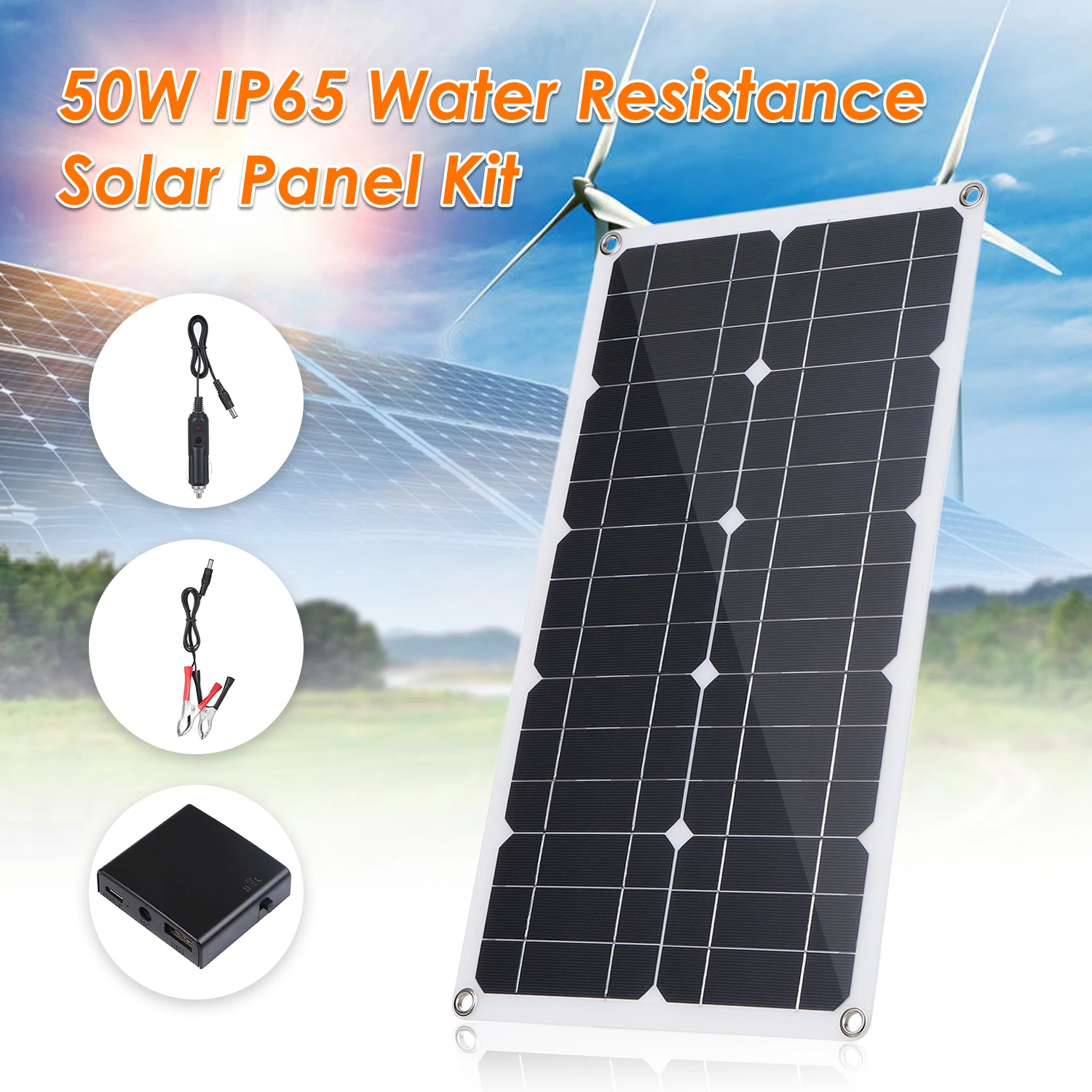 50W Solar Panel USB 12V Monocrystalline Cell +10-50A Solar Charger Contr... - $271.99