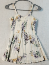 Maurices Tank Top Womens Size XS Cream Floral 100% Rayon Spaghetti Strap Pleated - £7.84 GBP
