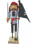 SANTA&#39;S WORKSHOP 14&quot; WOODEN PEG LEG PIRATE NUTCRACKER FLAG CHRISTMAS DEC... - $888.52 MXN