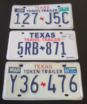 Texas TRAVEL/TOKEN License Plates Set Of 3 Expired 1997 - 2007 - £17.26 GBP