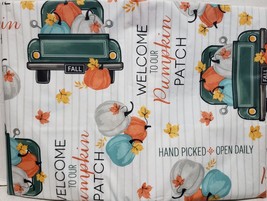 Vinyl Tablecloth,52&quot;x70&quot; Rectangle, FALL TRUCK, WELCOME TO OUR PUMPKIN P... - £11.62 GBP