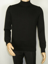 Men's Sweater Knit By BRANGO Turkey Mock Neck Cotton Blend 21050 Black image 8