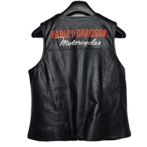 Harley Davidson Pigskin Leather Vest Premium Full Zip Fully Lined Womens Large - £79.60 GBP