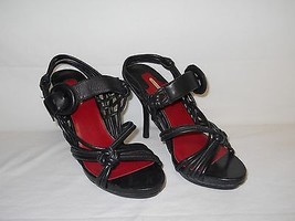 Max Studio New Womens Black Xilinhot Leather Heel Sandals 8 M Shoes NWOB  - $78.21