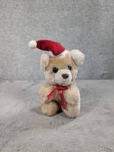 Vintage Mary Meyer Plush Christmas Teddy Bear Wearing Santa Hat 5&quot; Tall - £6.35 GBP