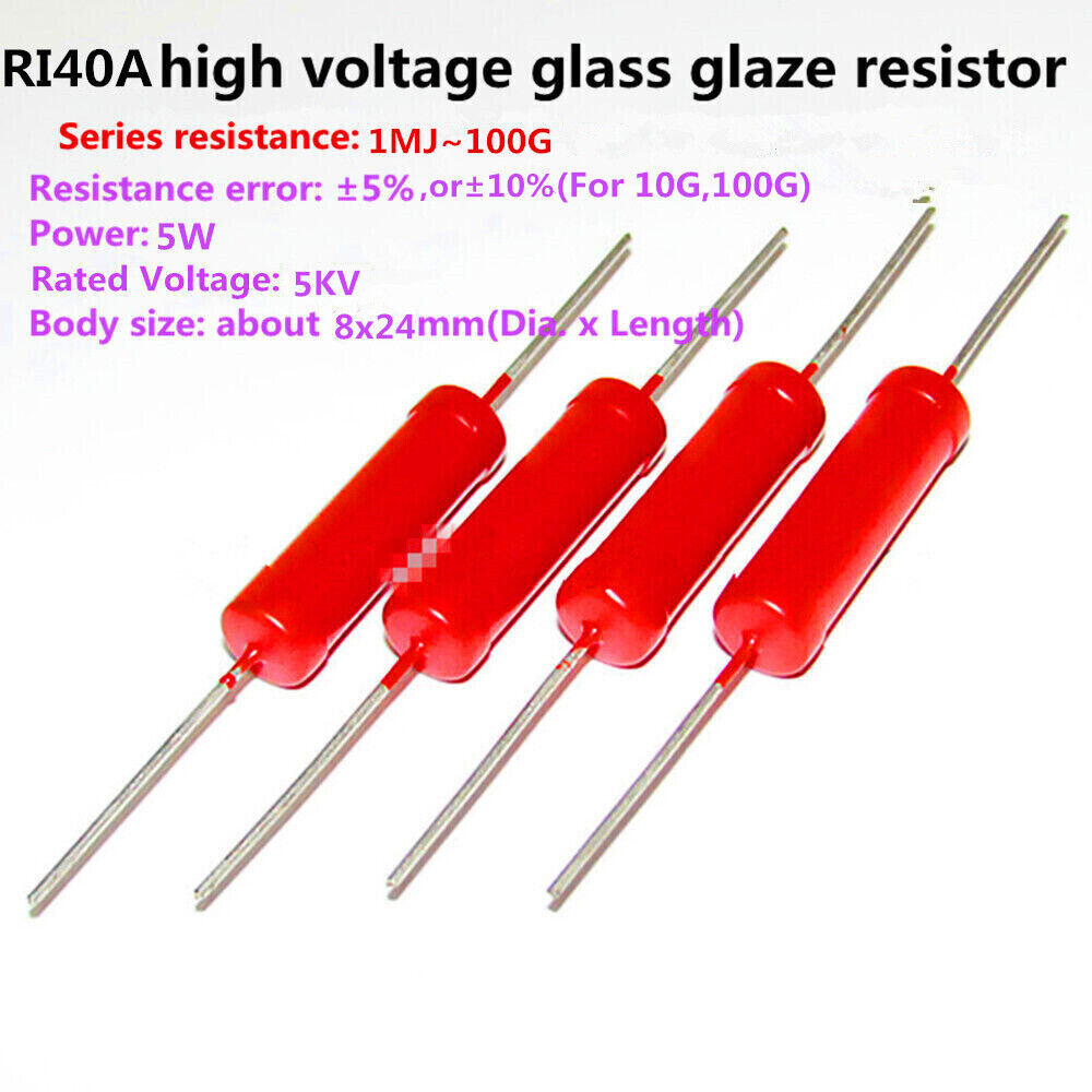 1Pc RI40A-5W 5KV High Voltage Glass Glaze Resistor Resistance:1K to 1T - $3.57+