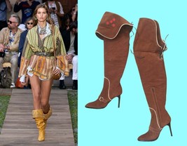 $1755! DSQUARED2 Runway Pirate Suede Duo Boots! ~Fold Or Over KNEE- 40 - £549.04 GBP