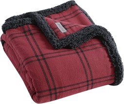 Eddie Bauer - Throw Blanket, Cotton Flannel Home, Kettle Falls Red/Black, Throw - £25.88 GBP