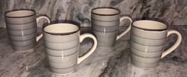 Coffee Cups Mugs Dinnerware 12oz Grey Stripped-Set Of 4 Royal Norfolk-NEW-SHIP24 - £47.78 GBP