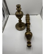 Vintage Moroccan Etched Brass Pillar Floor Altar Candlestick Candle Holder - $60.91 CAD