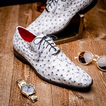 Criss Genuine Ostrich Quill Dress Oxford Shoes Newspaper image 12