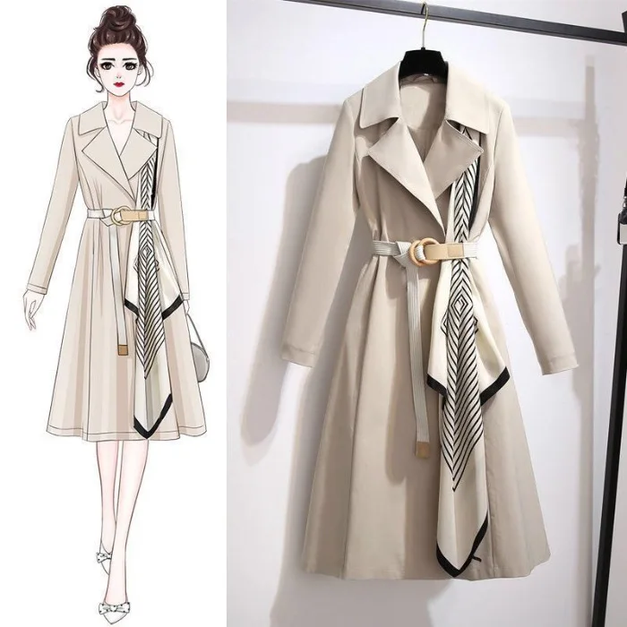Long Trench Coat Loose Oversized &#39;s Trench Coat Double-Breasted Jackets ... - £126.81 GBP