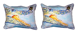 Pair of Betsy Drake Croc &amp; Butterfly Large Indoor Outdoor Pillows - £69.98 GBP