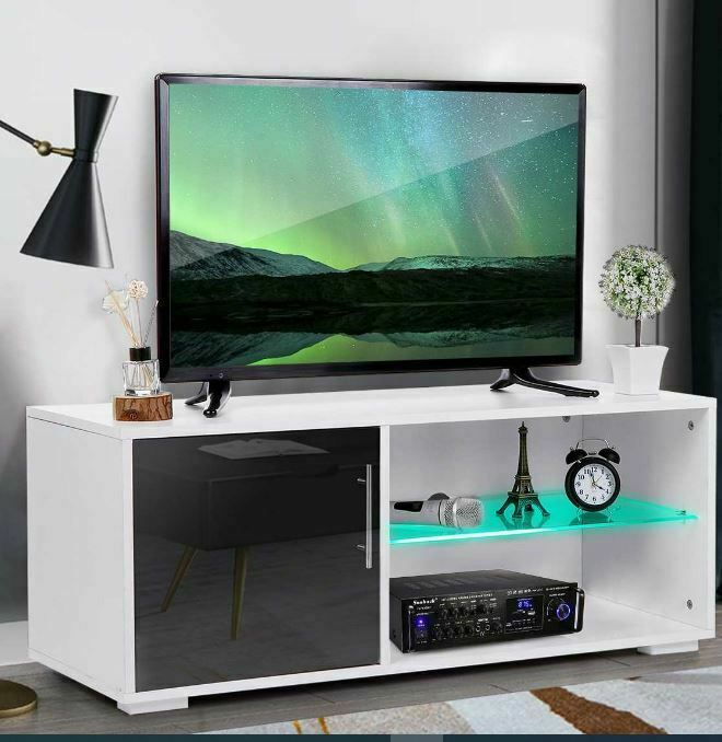 Primary image for 39'' Glossy Modern Minimalist LED White Living Room TV Stand Cabinet Furniture