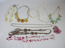 Lot of 8 Necklaces Vintage Wood Elephant Pink Glass Bead Faux Pearl Bottlecap - £36.79 GBP