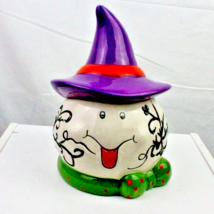 Ghost Ceramic Halloween Purple Hat Jar - $23.76