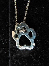 PAW PRINT cutout charm dangles from 18&quot; fine link chain - £4.03 GBP