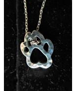 PAW PRINT cutout charm dangles from 18&quot; fine link chain - £3.91 GBP