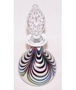 EXQUISITE ART GLASS WHITE &amp; PURPLE IRIDESCENT DRAPED 6&quot; PERFUME BOTTLE &amp;... - $1,589.92 MXN