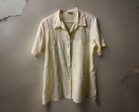 Vintage Cornet Linen Embroidered Short Sleeve Button Front Womens M Yell... - $19.75