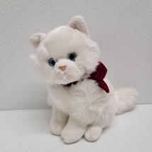 Russ Berrie Whisper White Cat Red Bow Blue Eyes Plush Soft Toy 8&quot; - $24.65