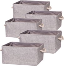 Tenabort 5 Pack Large Storage Basket Bin, Foldable Storage Cube Box Canvas, Grey - £39.16 GBP