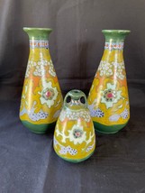 3 Vintage ART-CRAFTS Gouda - Arnhem Holland Dutch Folk Art Deco Plateel Vases - £264.92 GBP