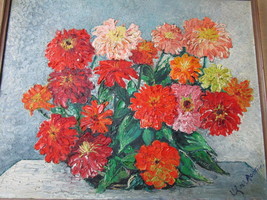 Impasto Style Floral Bouquet oil Painting on Canvas, signed Agostini - £193.82 GBP