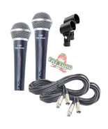 Vocal Microphones with XLR Mic Cables &amp; Clips (2 Pack) FAT TOAD - Cardio... - £27.90 GBP