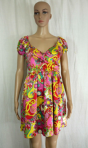 Betsey Johnson 100% Silk Paisley Floral Faux Wrap Lined Dress Sash Womens Size 4 - £49.82 GBP
