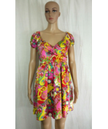 Betsey Johnson 100% Silk Paisley Floral Faux Wrap Lined Dress Sash Women... - £47.28 GBP