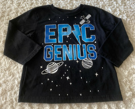 Garanimals Boys Black Blue EPIC GENIUS Planets Space Long Sleeve Shirt 2T - $5.39