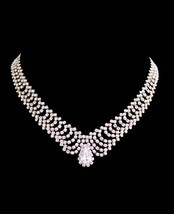 Vintage Ornate 450 rhinestone edwardian style necklace - wedding 17&quot; choker - la - £91.64 GBP