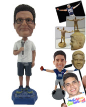 Personalized Bobblehead Young Male Wearing A T-Shirt, Shorts With Sneakers And H - £67.94 GBP