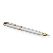 PARKER Sonnet Ballpoint Pen, Stainless Steel with Gold Trim, Medium Poin... - £75.17 GBP