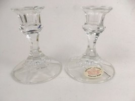 24% Full Lead Crystal Clear Candle Holder (X2) 4” Tall - £7.94 GBP