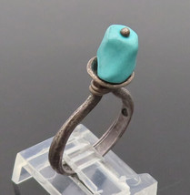 ISRAEL 925 Silver - Vintage Modernist Turquoise Rope Knot Ring Sz 5.5 - ... - £36.76 GBP