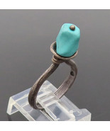 ISRAEL 925 Silver - Vintage Modernist Turquoise Rope Knot Ring Sz 5.5 - ... - $66.27 CAD