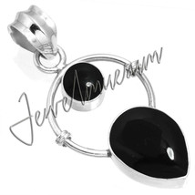 Girlfriend Gift Natural Black Onyx Pendant 925 Fine Sterling Silver - $28.73