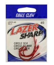 Eagle Claw Lazer Sharp Circle Sea Live/Chunk Hooks, Size 4/0, Qty 8, #L8... - $5.95