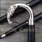 Antique Sherlock Holmes Head Handle Wooden Walking Stick Designer Cane Gift - $50.64 CAD