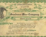 Sundance Mine Company Menu Stock Certificate Palo Alto California 1974 - £53.98 GBP