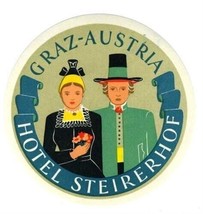 Hotel Steirerhof Baggage / Luggage Label Graz Austria  - £9.33 GBP