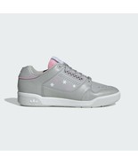 Adidas Womens Slamcourt Low Top Gray White Pink Stars Leather Sneaker Sz... - $76.73 CAD
