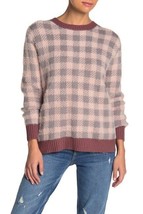 New SUSINA Sweater Womens Small Buffalo Checkered Print Pullover Pink Gray  - $413.77 MXN