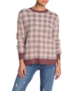 New SUSINA Sweater Womens Small Buffalo Checkered Print Pullover Pink Gray  - $413.77 MXN